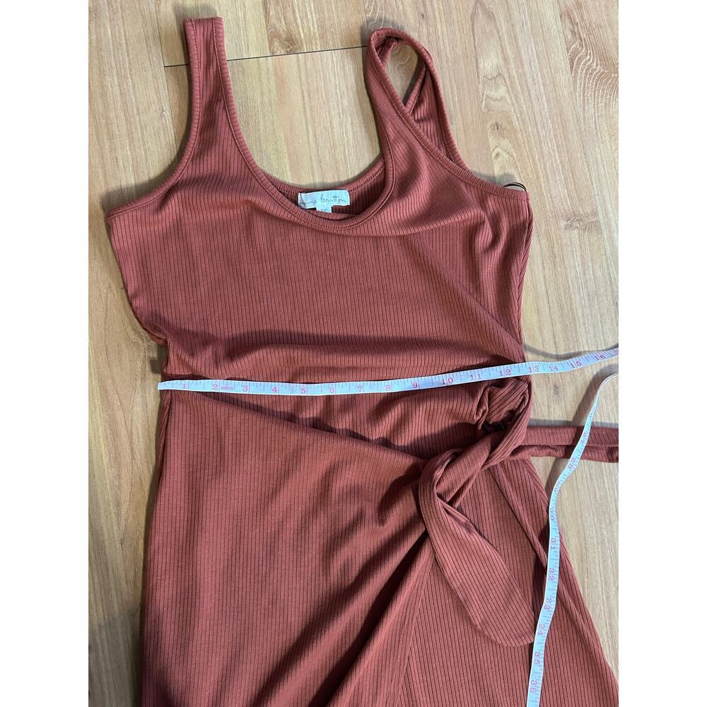 Nine Britton Ribbed Knit Midi Wrap Tank Dress Burnt Orange Summer Earthy PXS - Picture 9 of 10
